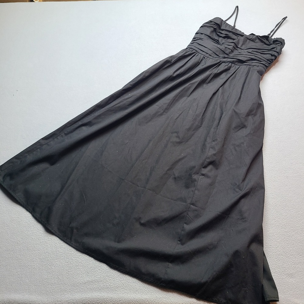 Abercrombie & Fitch Midi Dress Women Small Petite Black Excellent Ruched Smocked